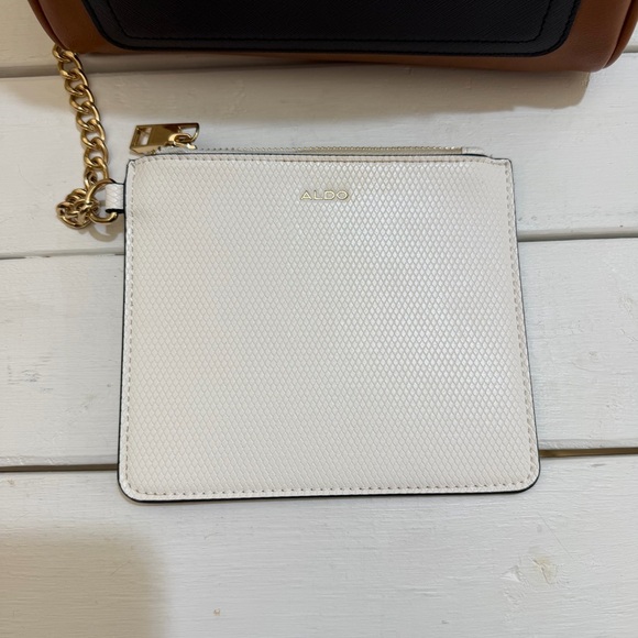 Aldo Faux Leather Black and Tan Color Block Backpack - Picture 4 of 7